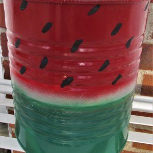 Hand Painted Watermelon Can with Handle